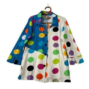 Parsley & Sage | Polka Dot Graphic Print Artsy Button Front Tunic Pockets Size M